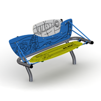 Surfboard Bench with Boat-Shaped Back