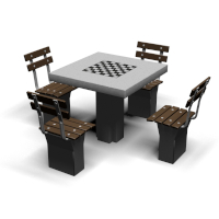 Square Game Table, 4 Seats, In-Ground Mount