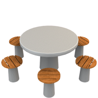 Round Concrete Table with 6 Seats