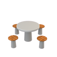 Round Concrete Game Table ∅100cm, 4 Seats
