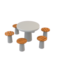Round Concrete Game Table with 6 seats - ∅ 100